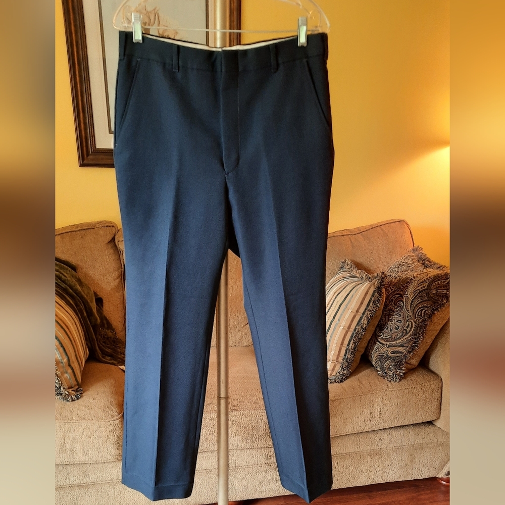Men's Vintage 1980s Flat Front Polyester Suit Pants